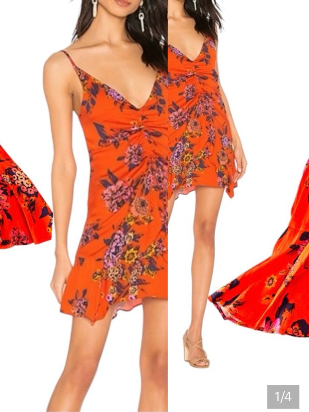 Free People Happy Heart floral print mini slip dress. XS